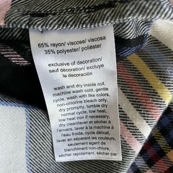 Tommy Hilfiger Plaid Zip Up Popover Shirt Size Small - Picture 8 of 8